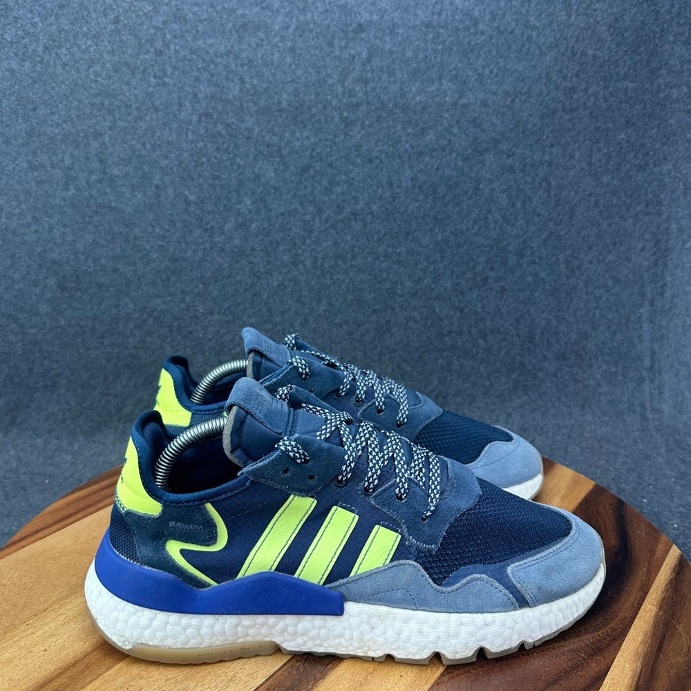 Adidas Men Nite Jogger Size 10 Shoes Blue Yellow Running Training Sneakers